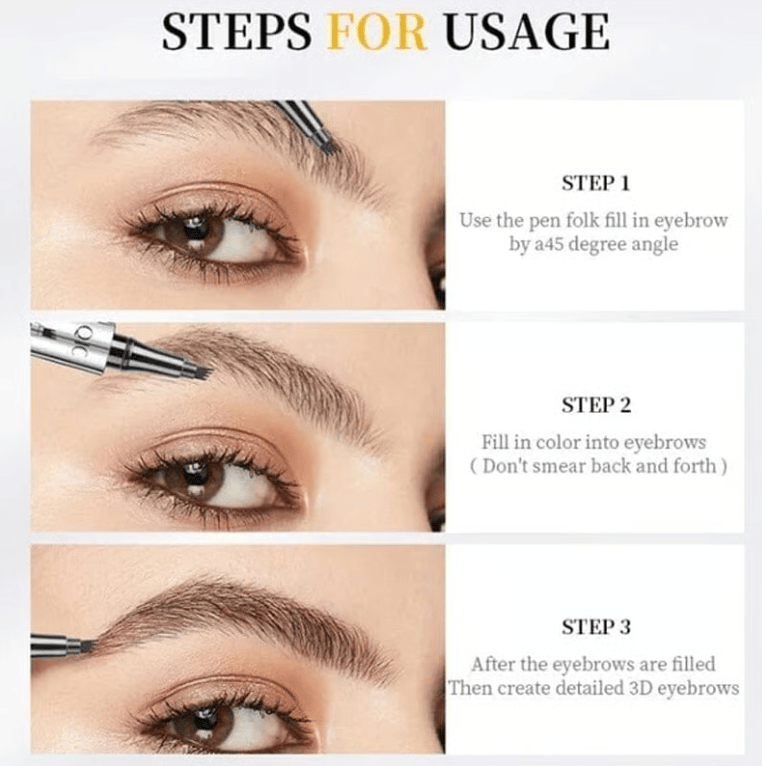 🎉High-quality 3D waterproof microblading eyebrow pencil with 4-pronged tip tattoo pen